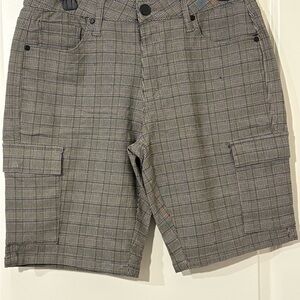 Men's Stylish Gray Plaid Cargo Shorts